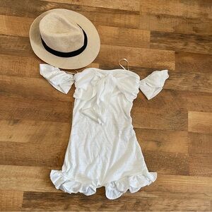 NWT White Off-Shoulder One Piece Swimsuit with Ruffle Detail